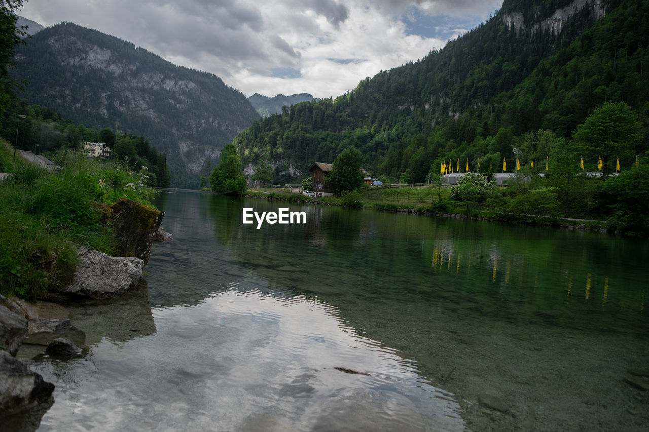 SCENIC VIEW OF LAKE AGAINST MOUNTAINS