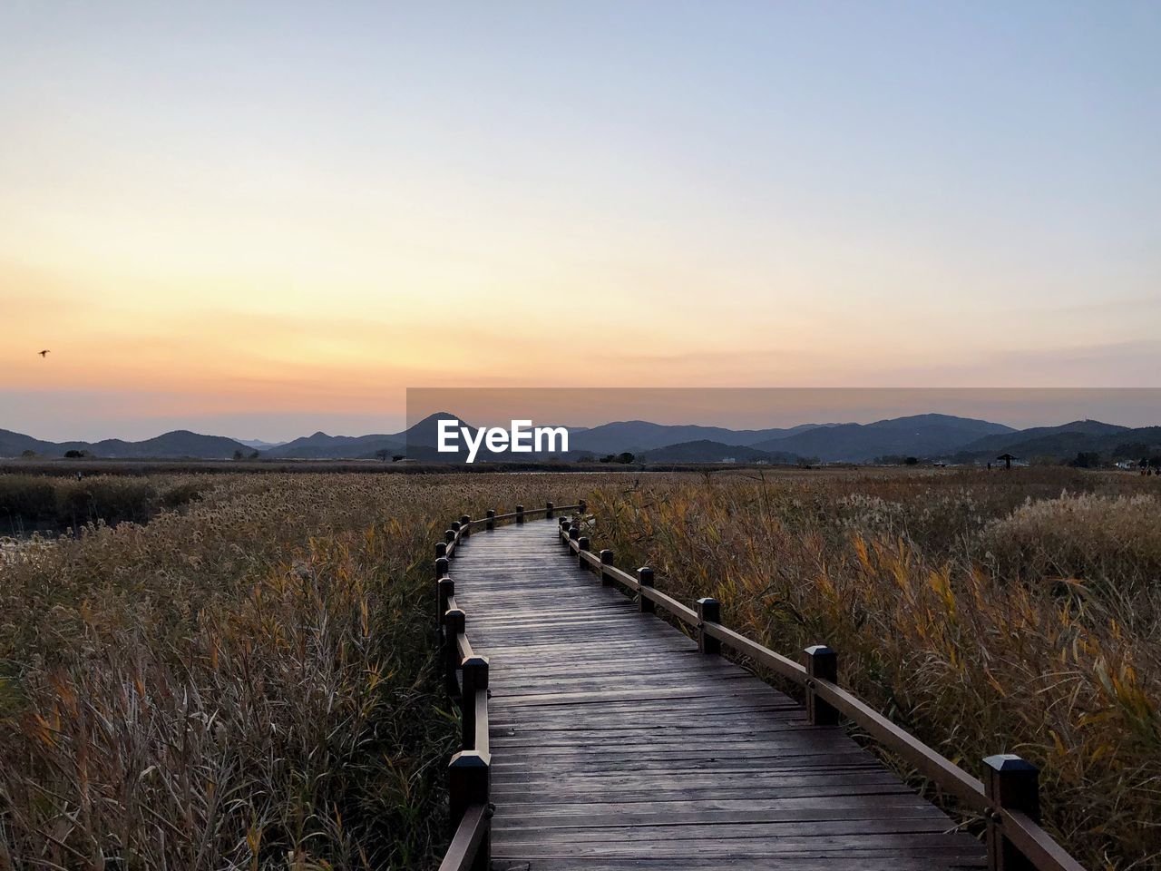 Scenic view of landscape against sky during sunset