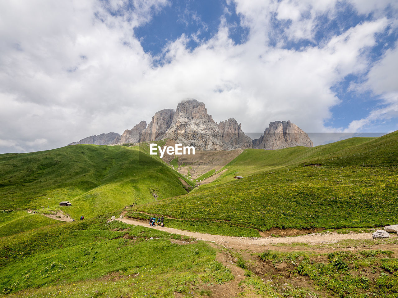 Scenic view of mountains against sky. dolomites, italy.