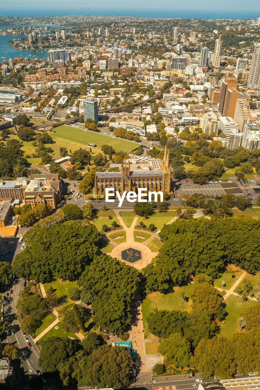 High angle view of cityscape