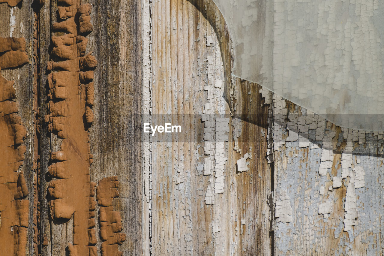 Full frame shot of damaged wooden door