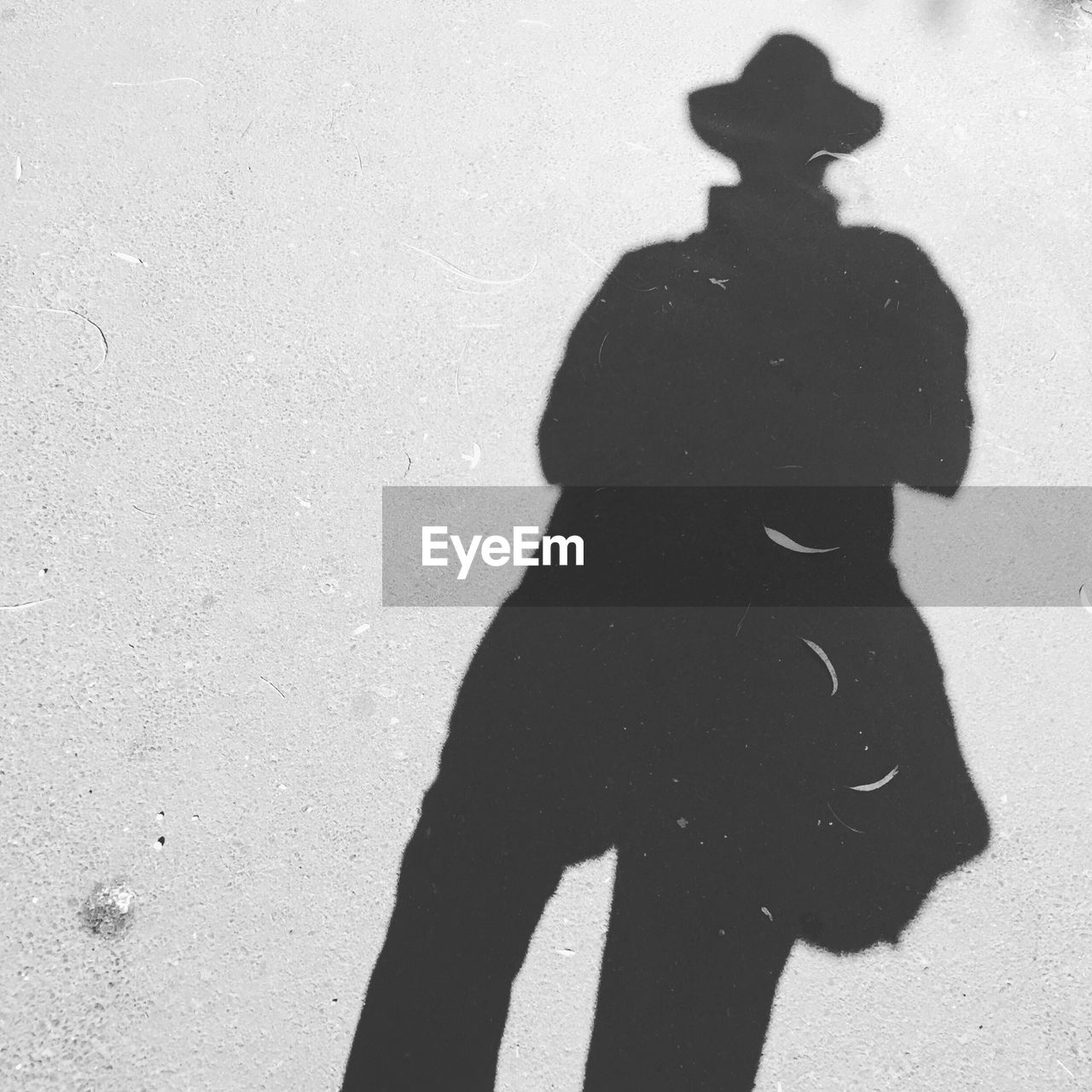 Shadow of man on road
