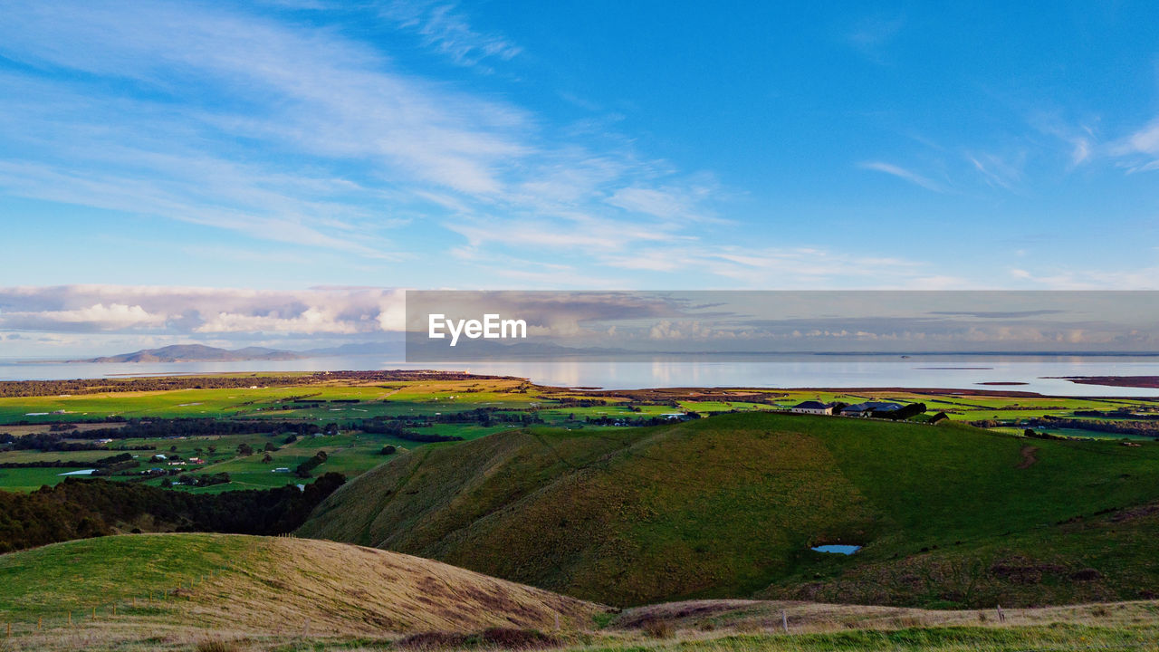 SCENIC VIEW OF SEA AND LANDSCAPE AGAINST SKY