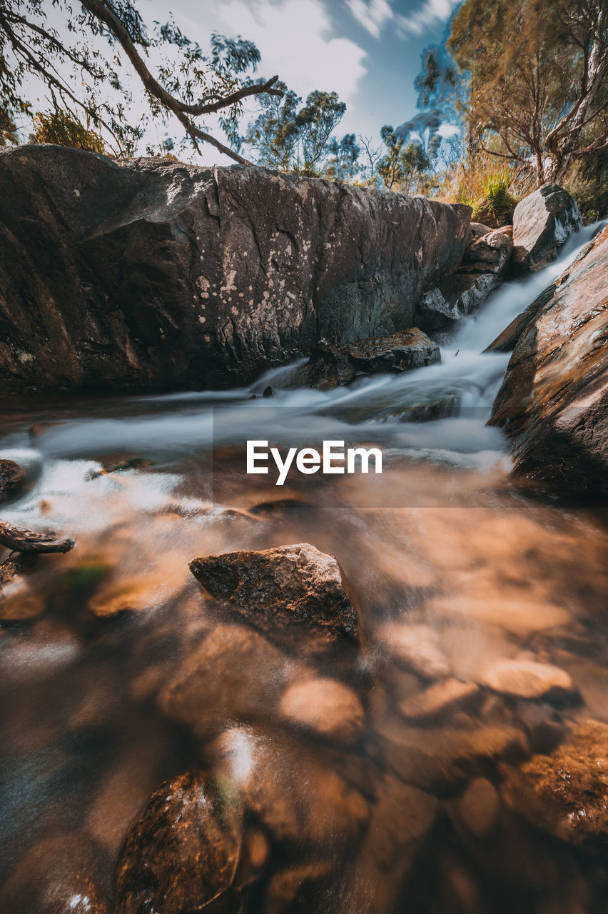 SCENIC VIEW OF RIVER FLOWING THROUGH ROCKS