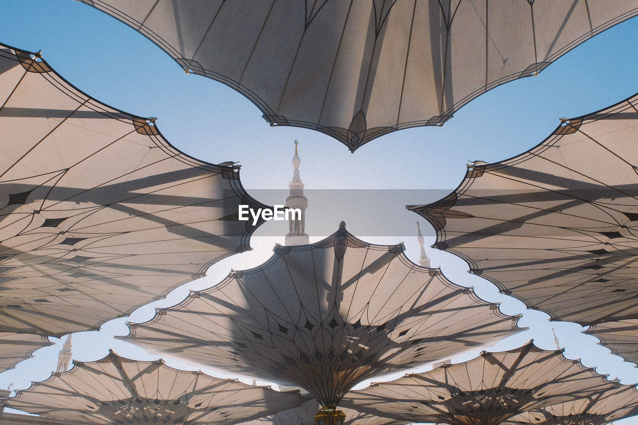 Low angle view of roof at al-masjid an-nabawi