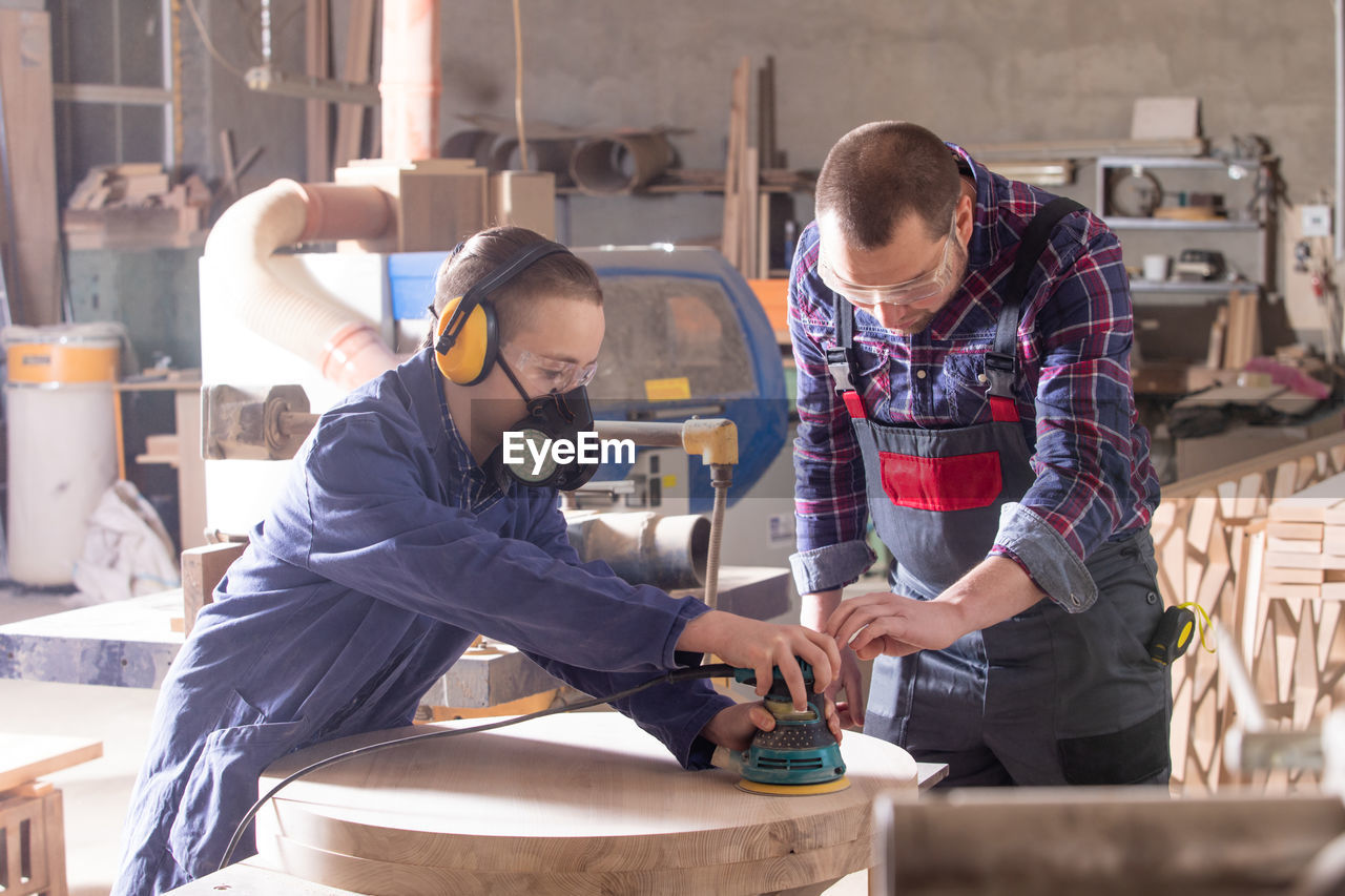 Man working on table