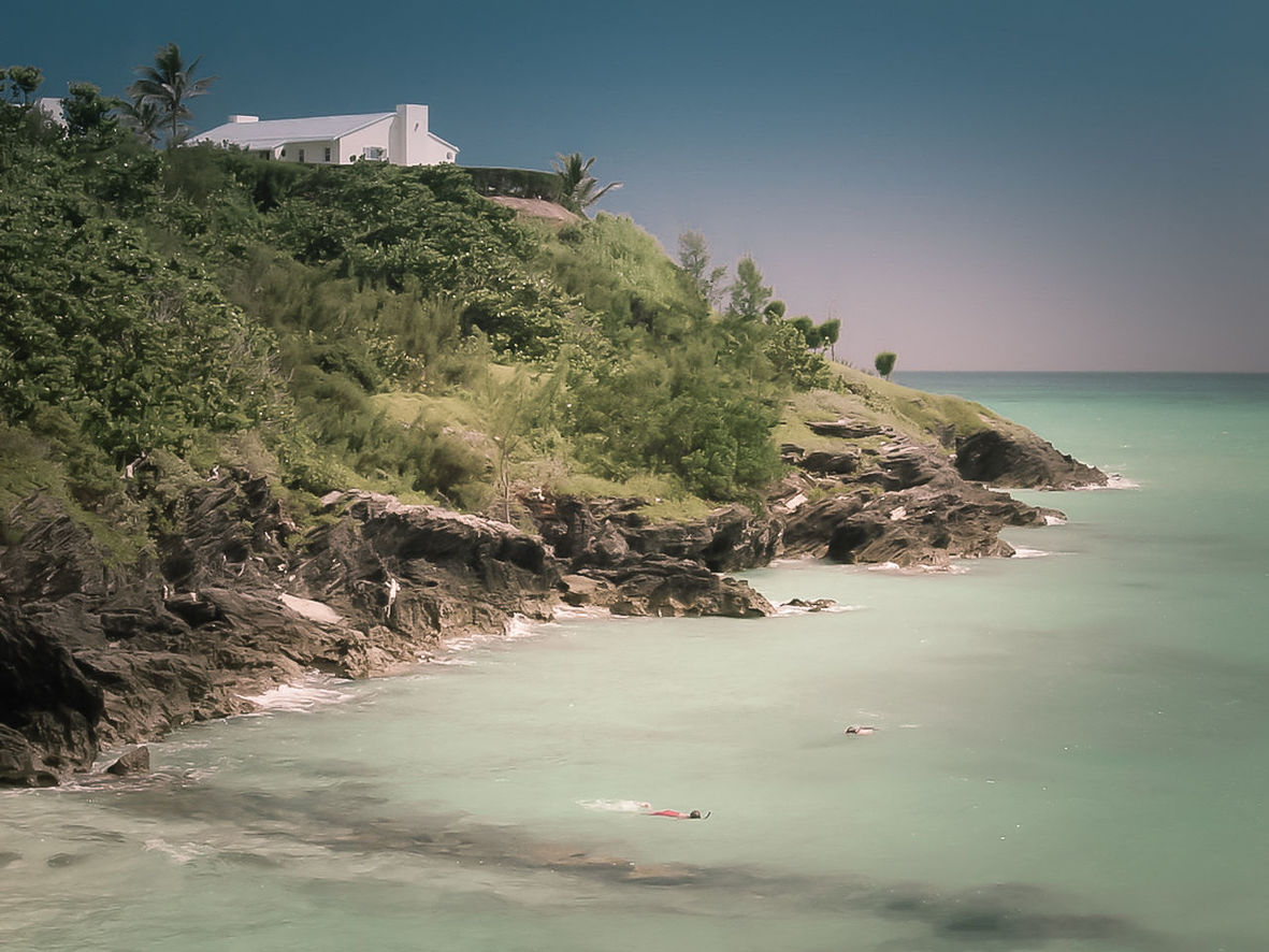 Scenic view of sea against clear sky