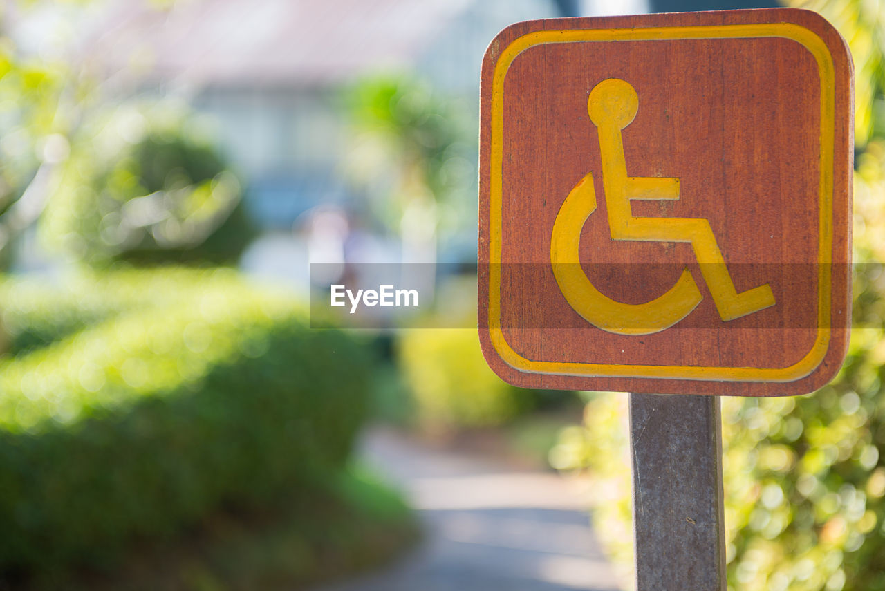 Close-up of disabled sign