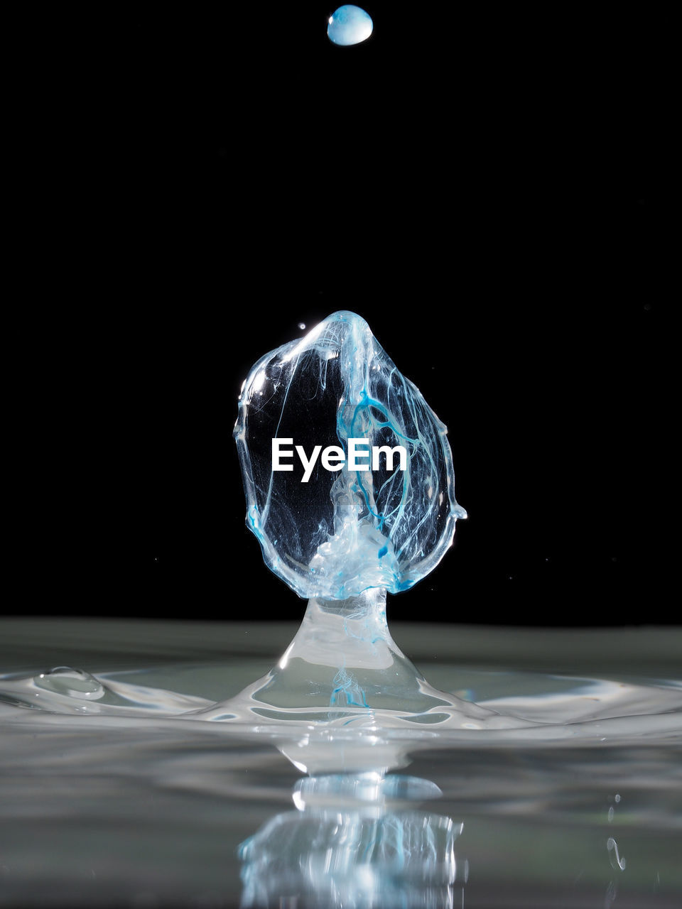 CLOSE-UP OF WATER SPLASH ON BLACK BACKGROUND