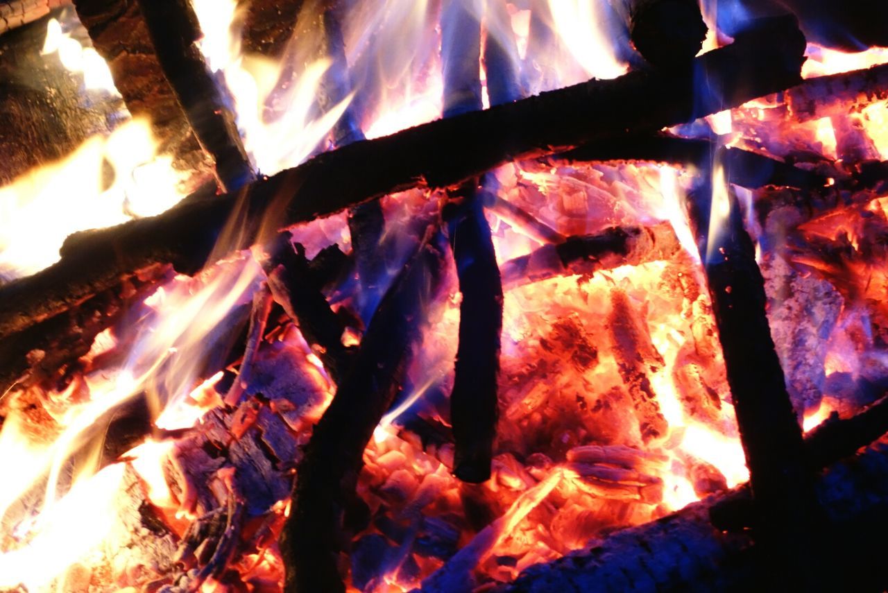 Close-up of bonfire at night