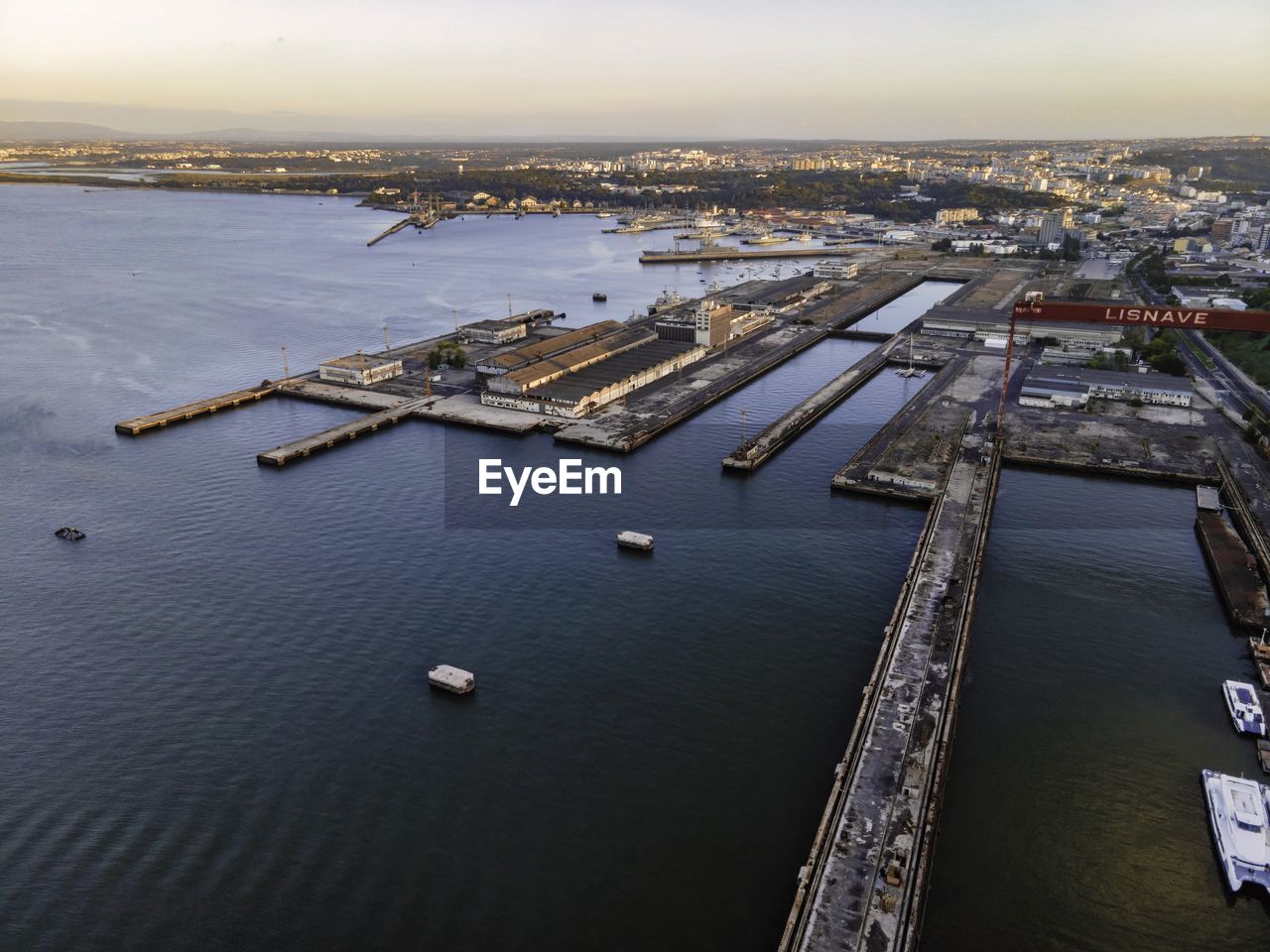 HIGH ANGLE VIEW OF COMMERCIAL DOCK