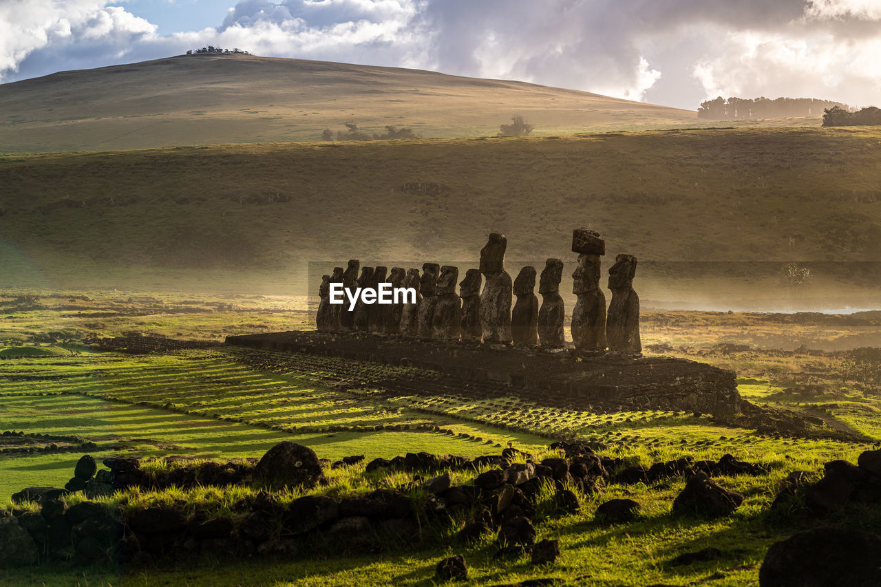 A photo depicting the famous moai of rapa nui aka easter island