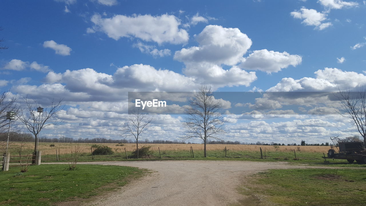 VIEW OF FIELD AGAINST CLOUDY SKY