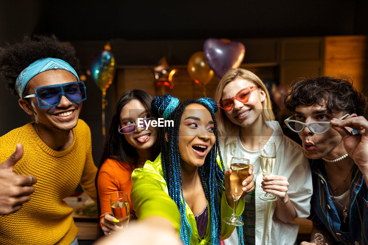 portrait of friends enjoying party