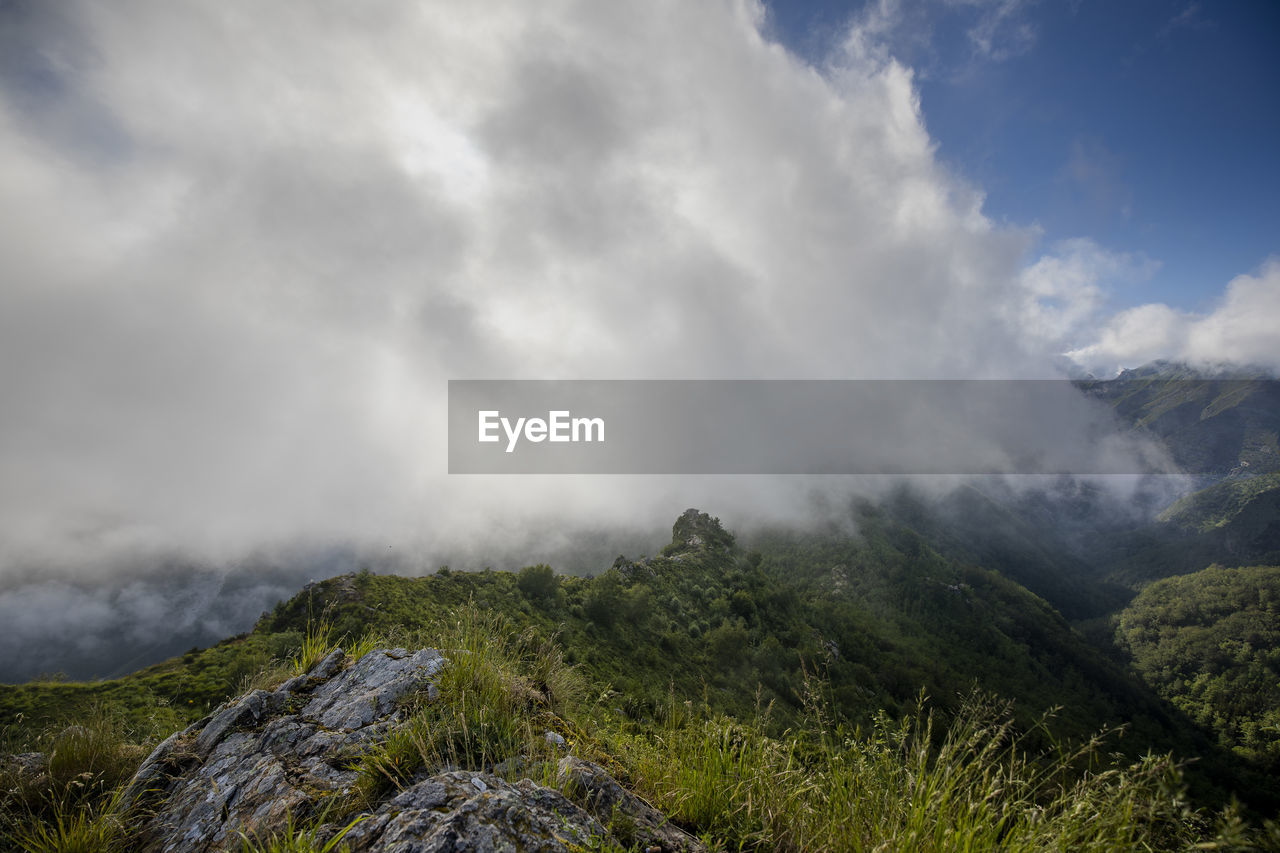 Scenic view of mountains against sky