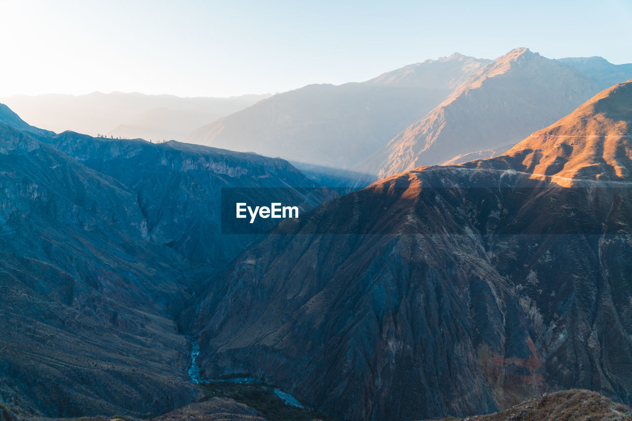 Panoramic view of mountain range against sky