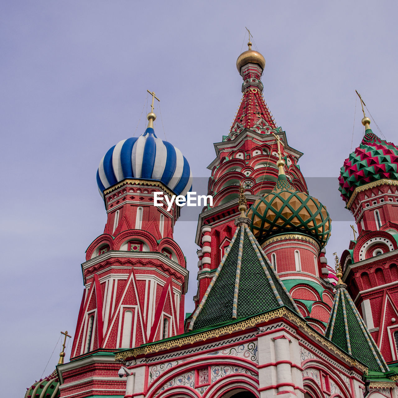 Low angle view of church in the red square against sky