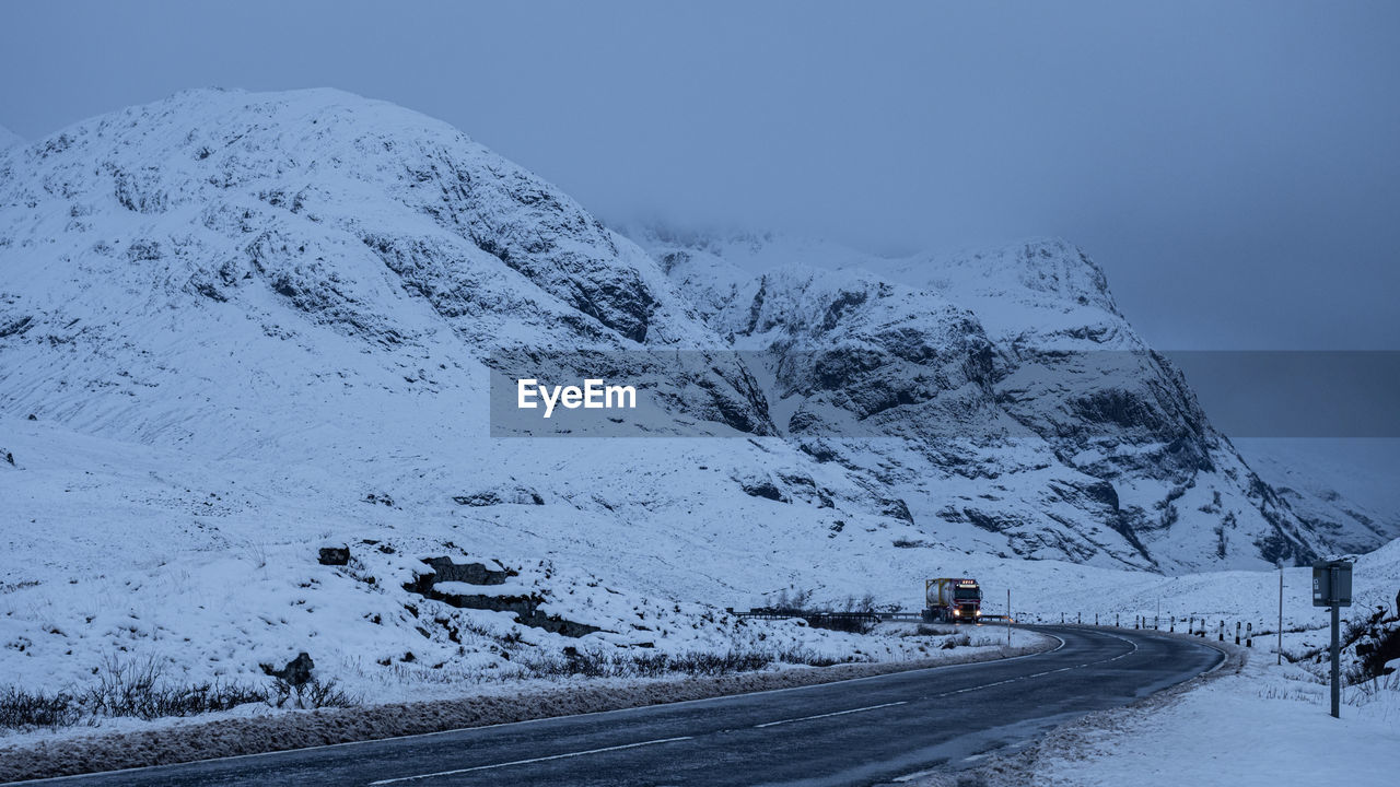 One of the most scenic road trips in scotland the a82  in glencoe  in winter,