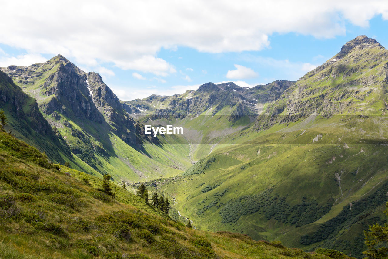 Scenic view of mountains against sky