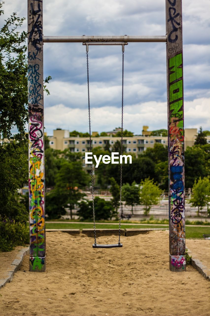 Empty swing in park