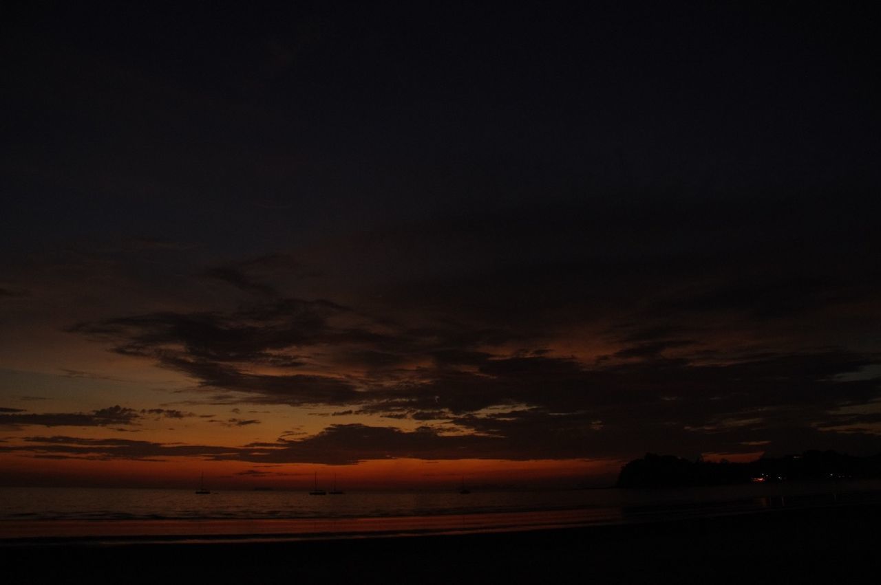 SCENIC VIEW OF SEA AT SUNSET