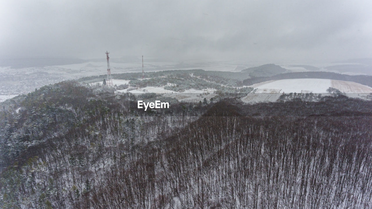 PANORAMIC VIEW OF SNOW COVERED LAND