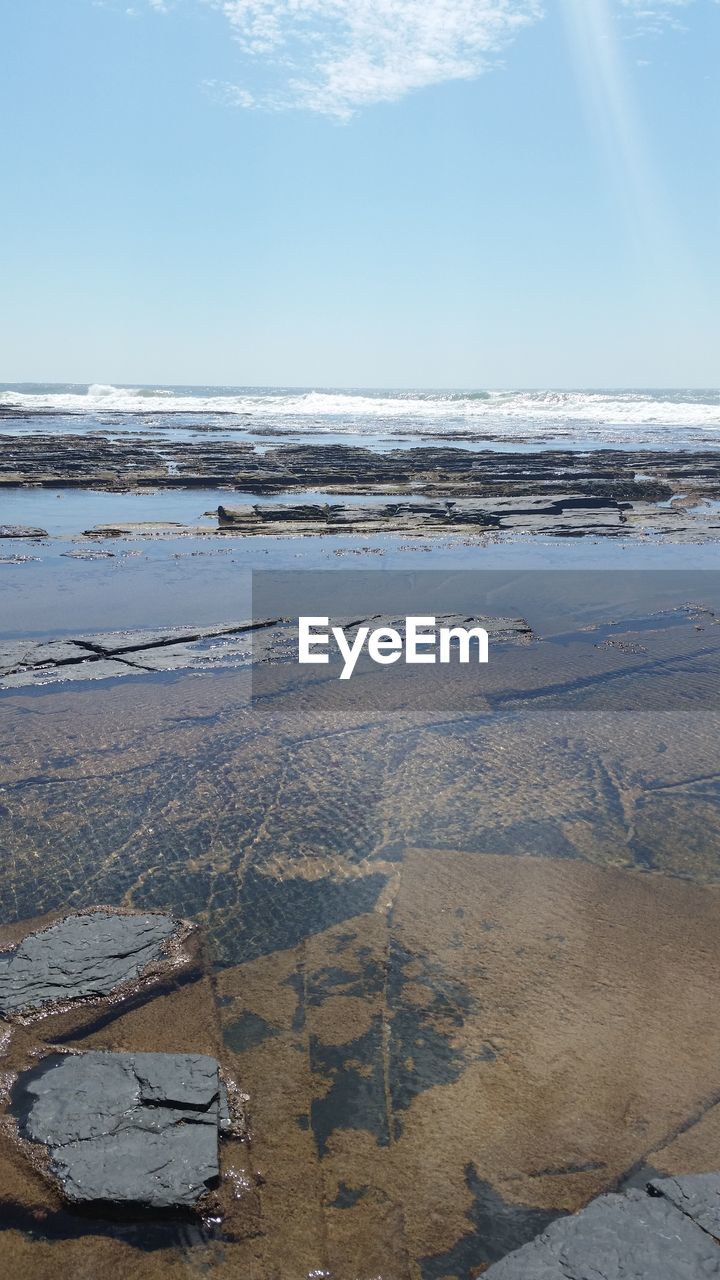 Scenic view of beach against sky