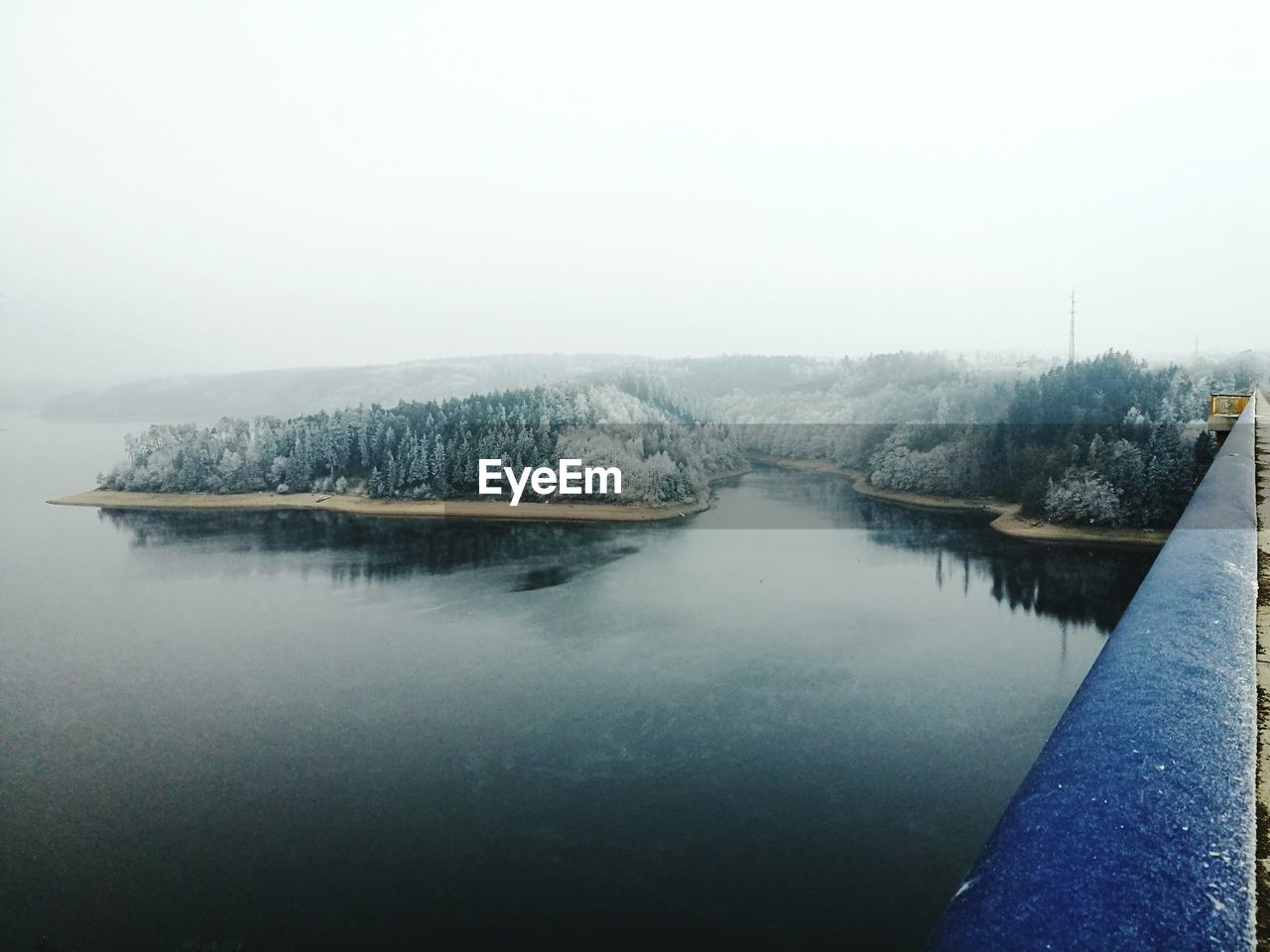 Scenic view of lake against clear sky