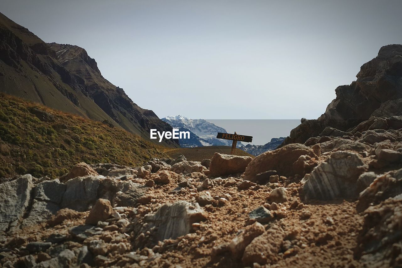 Scenic view of mountains against clear sky