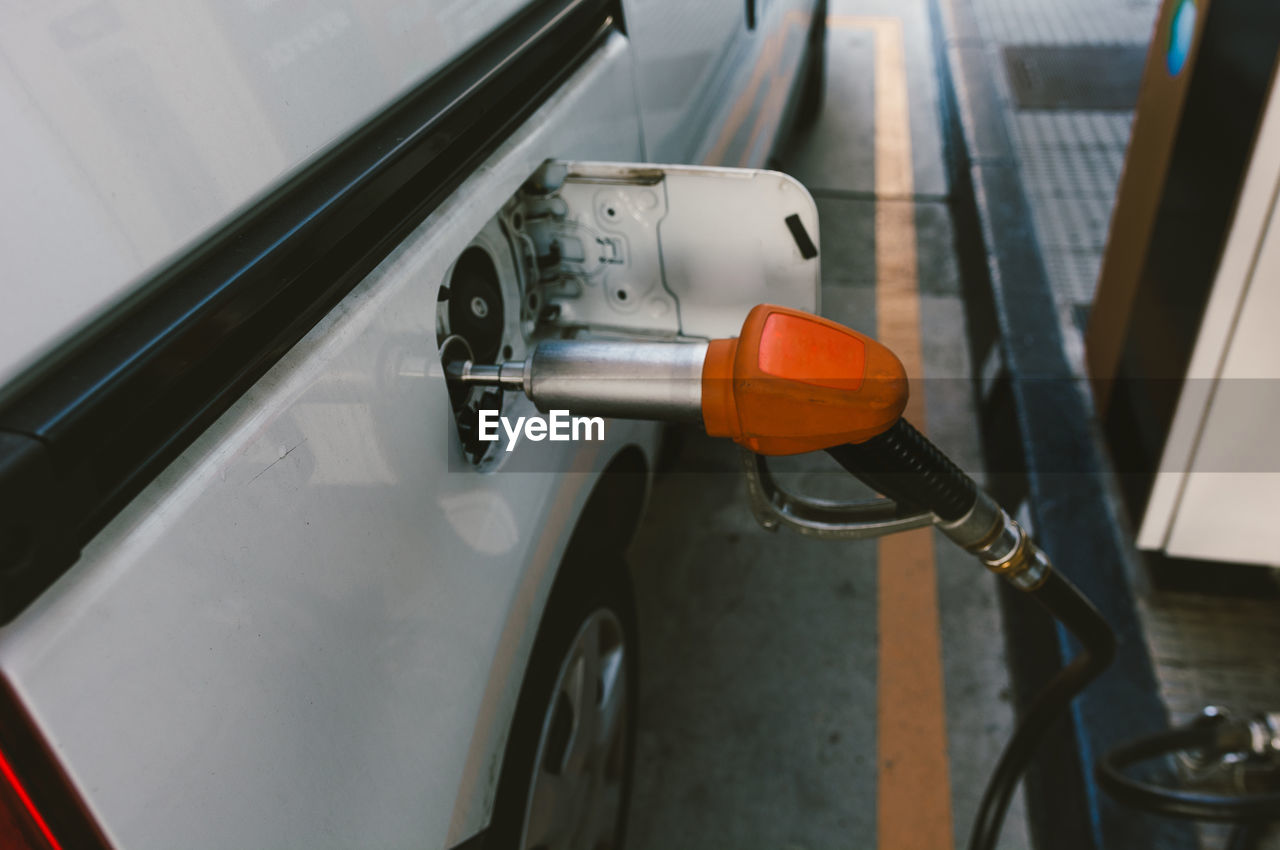 Close-up of car at refueling station