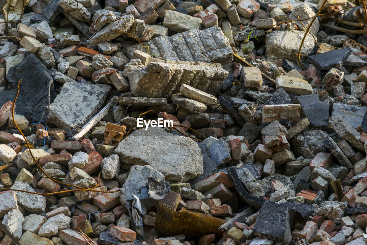 Full frame shot of demolished house