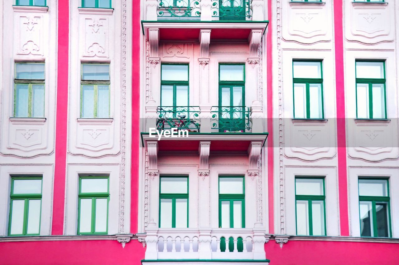 Low angle view of multi colored building