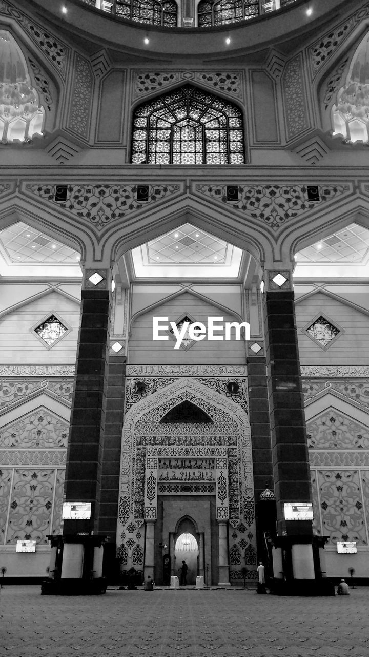 Low angle view of illuminated ceiling of a mosque