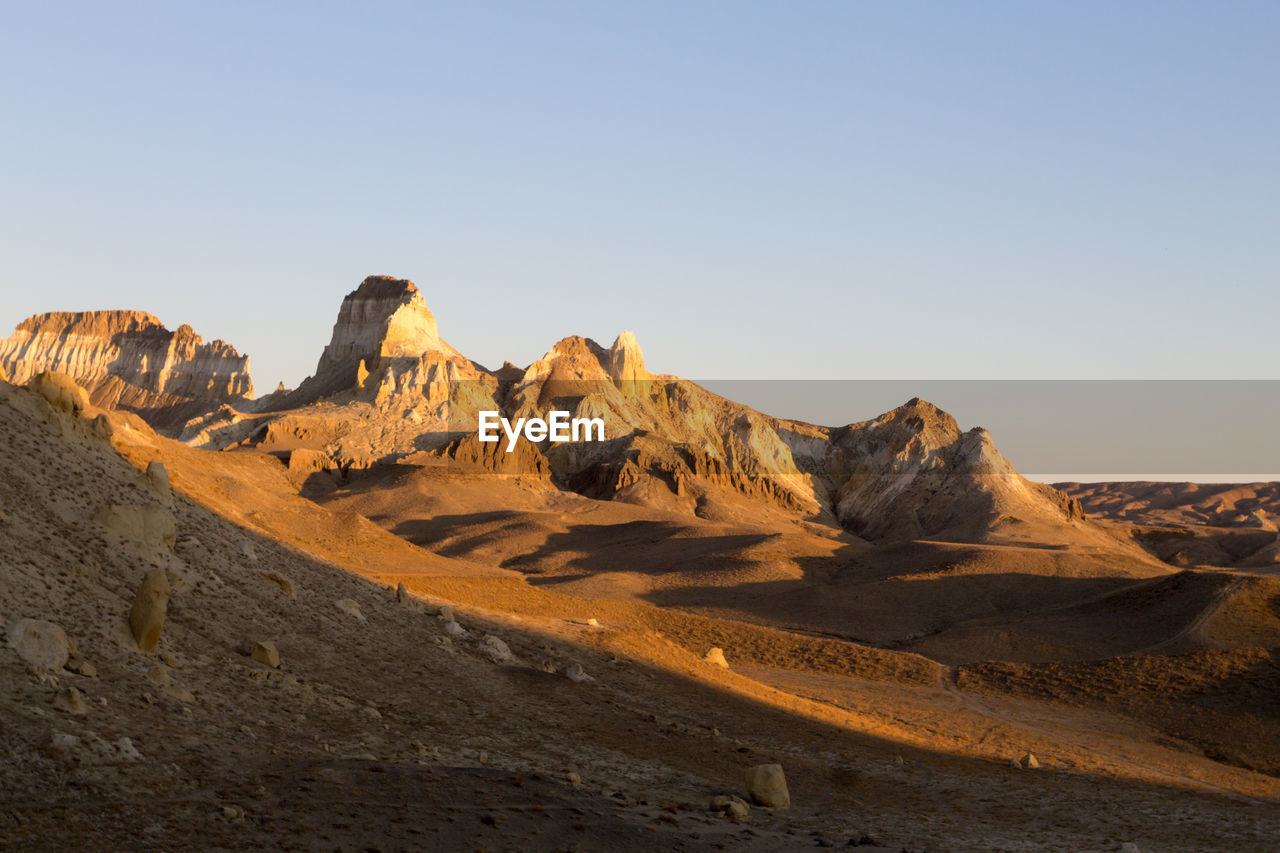 scenic view of mountains against clear sky