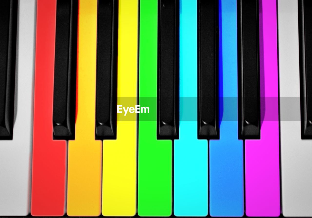 Full frame shot of multi colored piano tastes