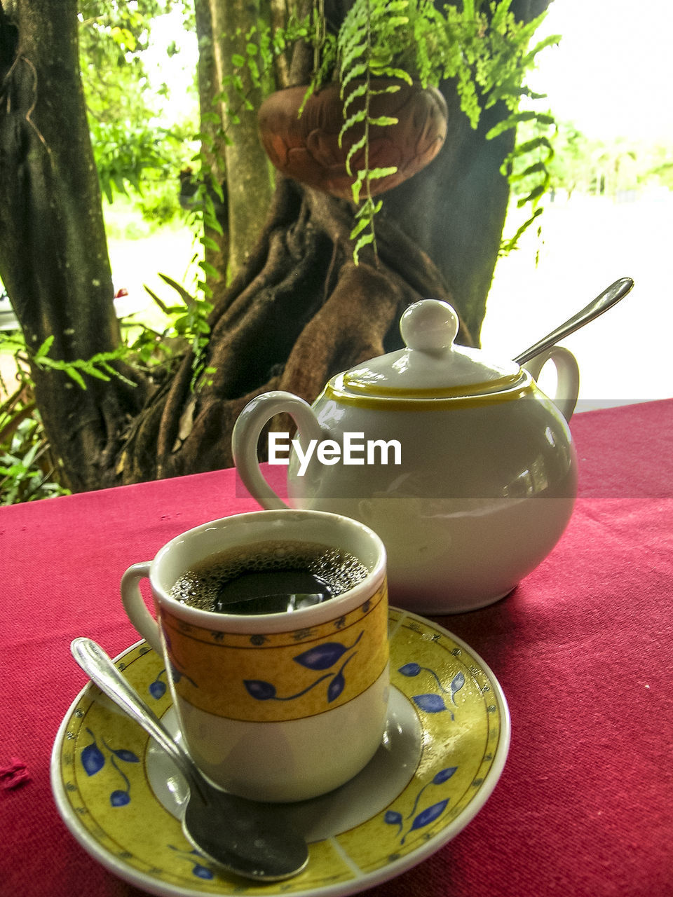 CLOSE-UP OF TEA IN CUP ON TABLE