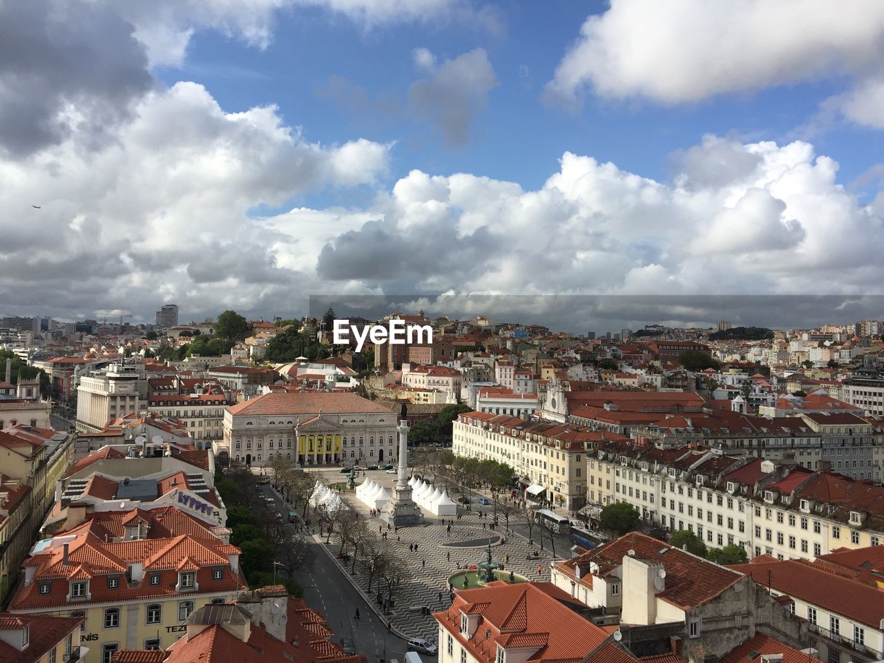 High angle view of townscape against sky