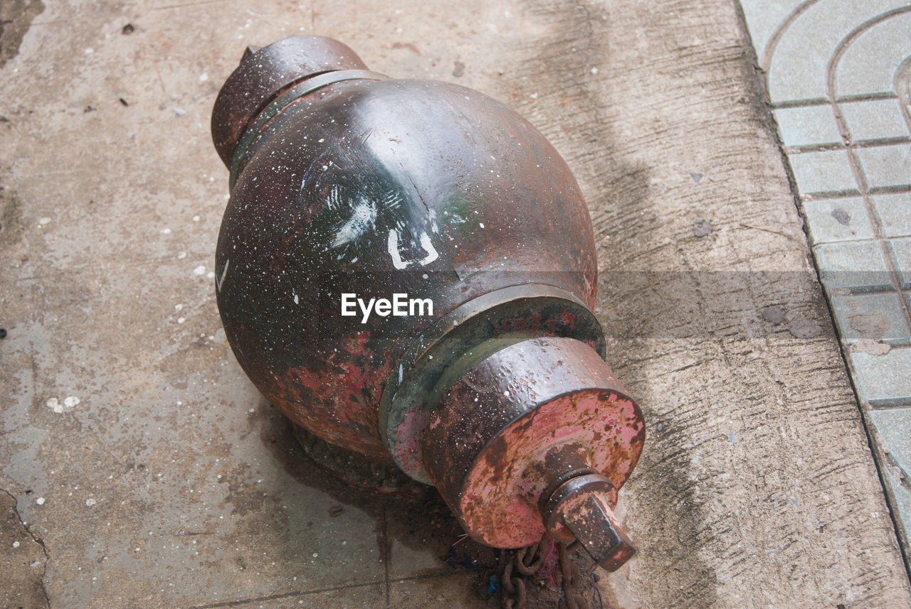 Close-up of rusty fire hydrant on street