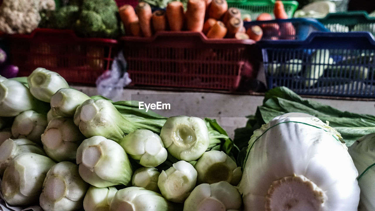 Vegetables for sale at market stall