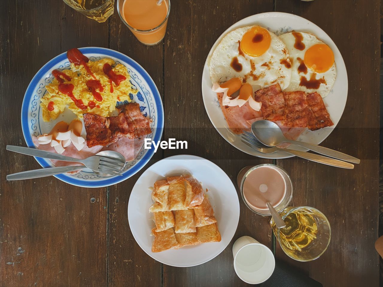 High angle view of food on table