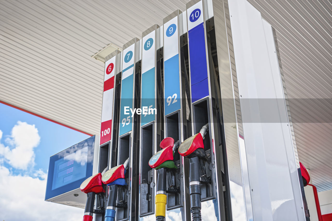 Filling stations with missing gasoline due to a shortage of fuel supplies