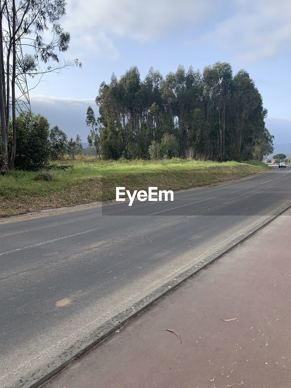 EMPTY ROAD BY TREES AGAINST SKY