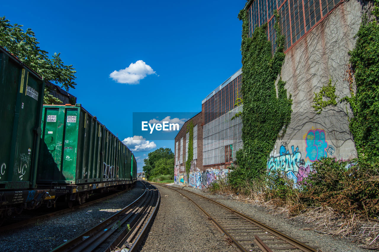 VIEW OF RAILROAD TRACKS ALONG BUILDINGS