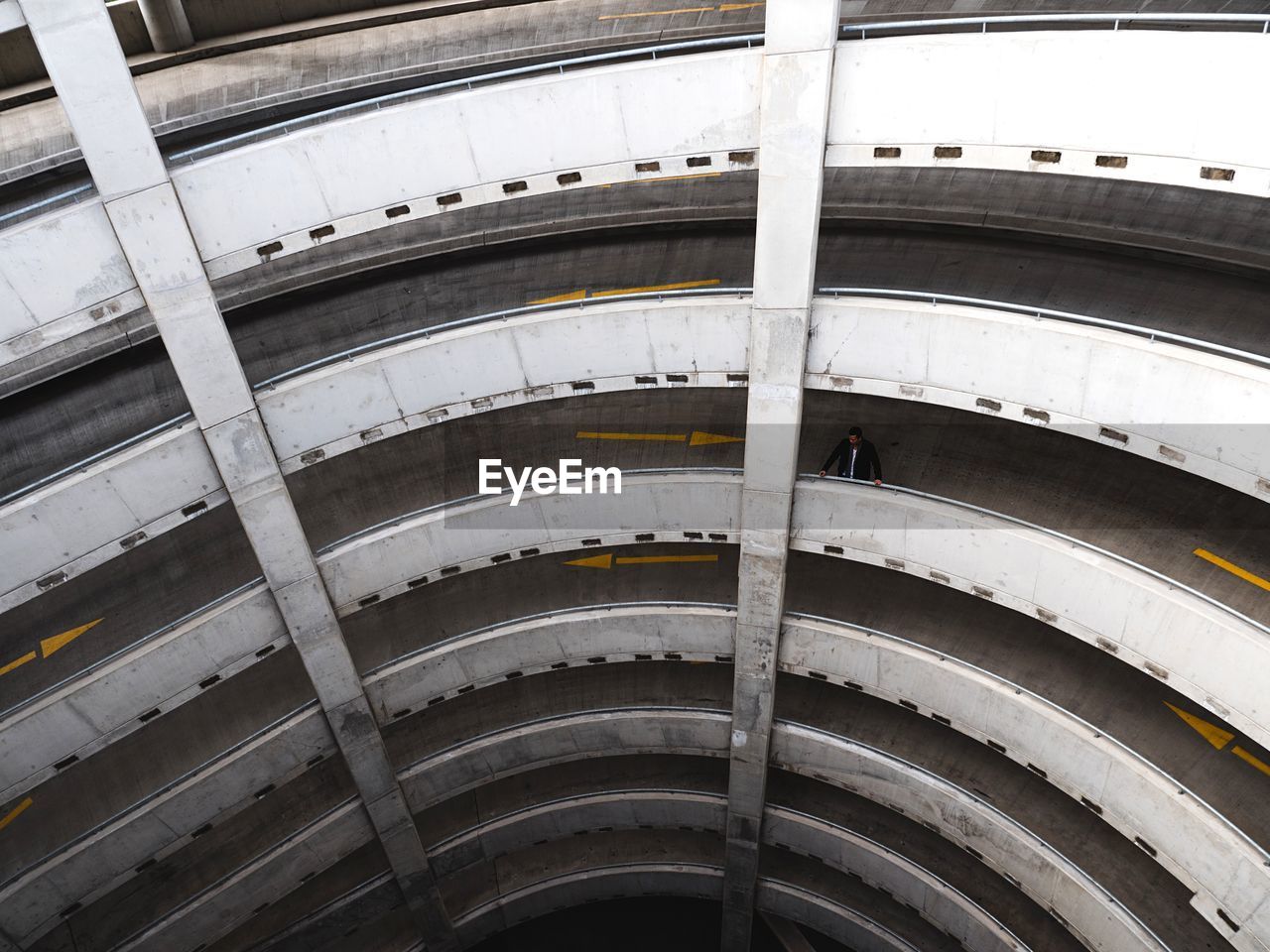 High angle view of man standing in office building