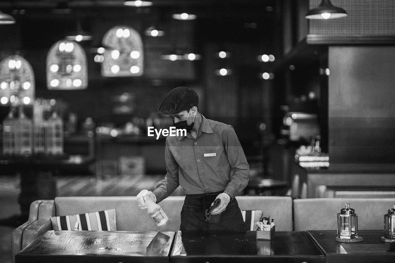 Man preparing food in restaurant