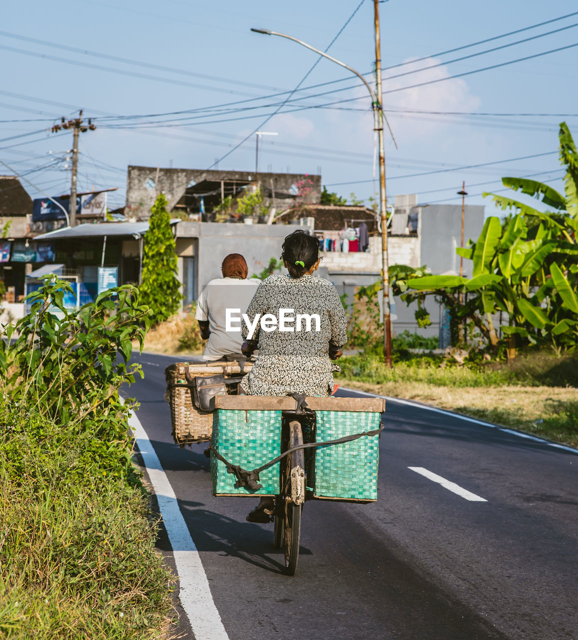 rear view of people on street