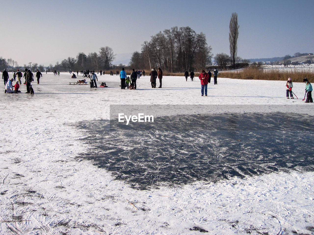 People on frozen lake