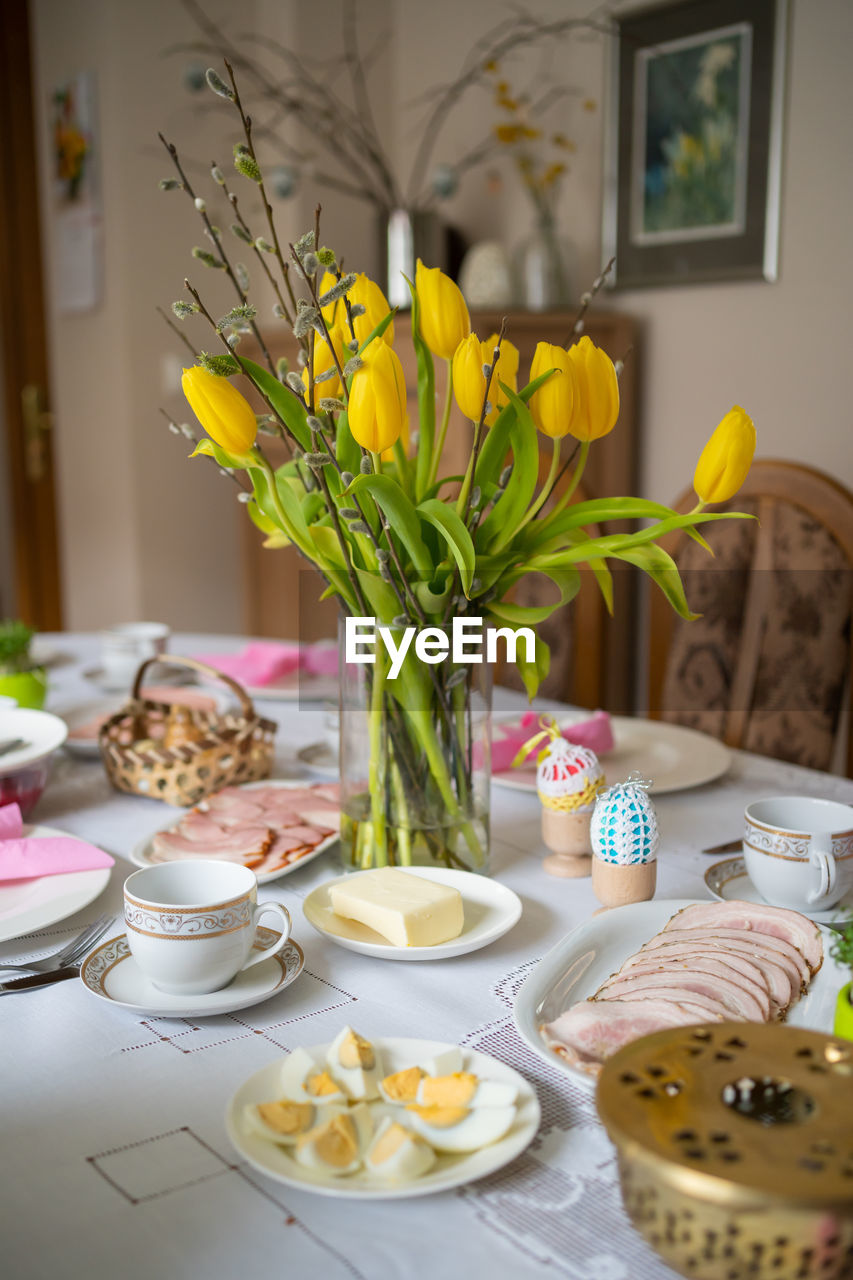 high angle view of food on table