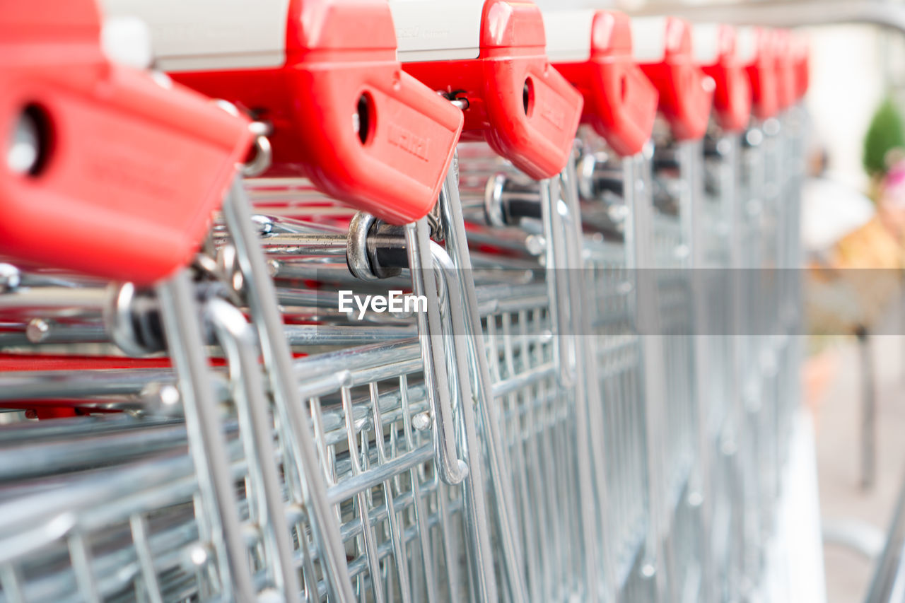 Close-up of shopping carts