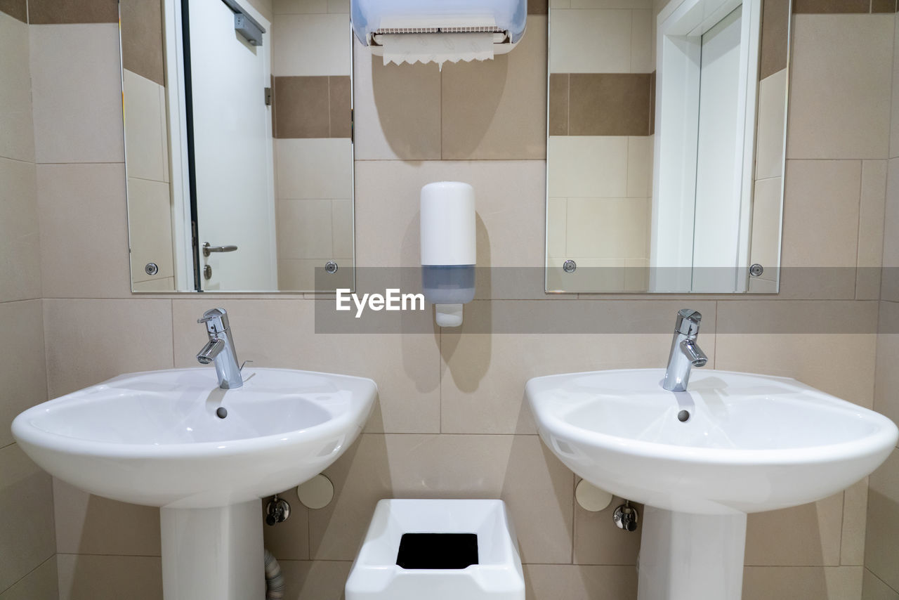 high angle view of sink in bathroom